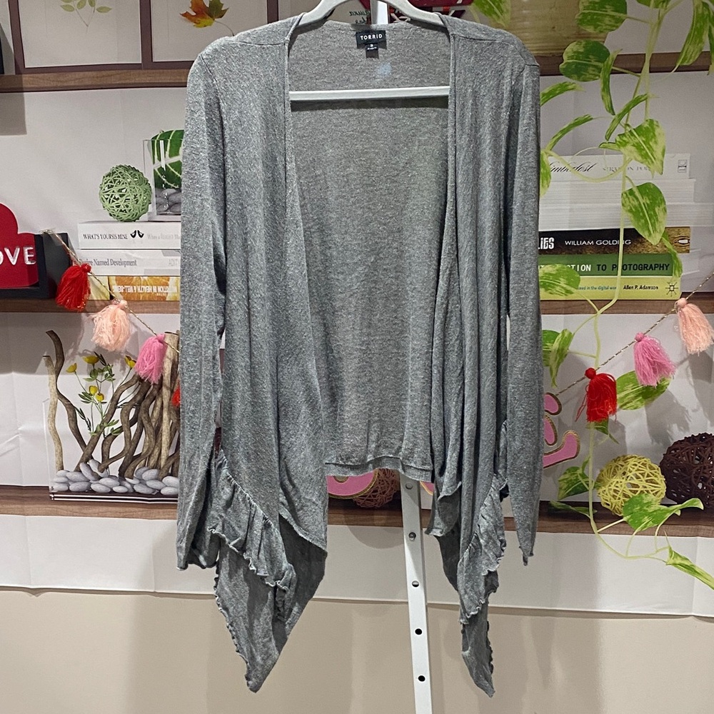 Torrid Gray Women's Cardigan size 2. Ptp is 25.